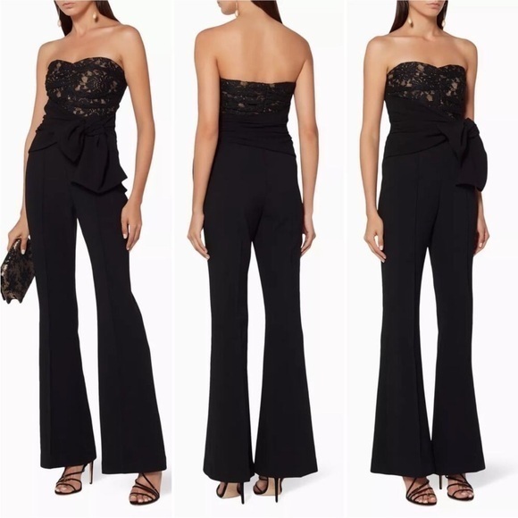NWT Rebecca Vallance Jumpsuit Betty Strapless Lace Bodice in Black